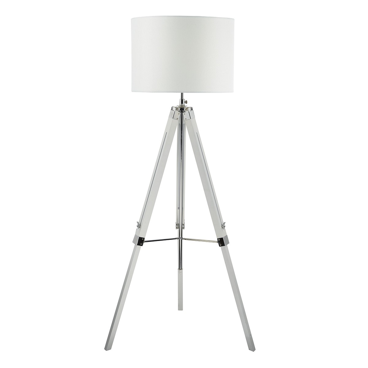 chrome and white tripod floor lamp