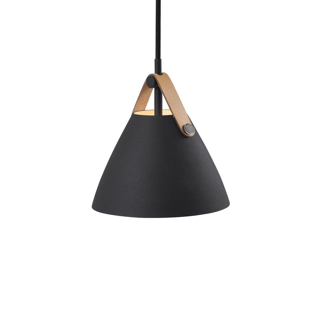 black and leather pendant light